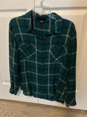 Sanctuary Green Plaid Button-Up Shirt